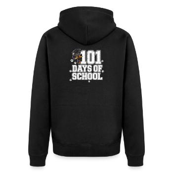 Dackel 101 Tage Schule Pfotenabdruck Doxie süß - Unisex Premium Bio Zip Hoodie - Schwarz - Hinten - Nico (187cm)