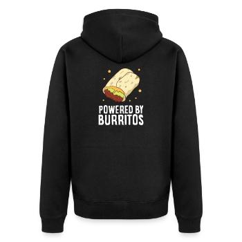 Angetrieben von Burritos - Unisex Premium Bio Zip Hoodie - Schwarz - Hinten - Nico (187cm)