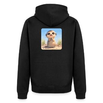 Meerkat Erdmännchen - Unisex Premium Bio Zip Hoodie - Schwarz - Hinten - Nico (187cm)