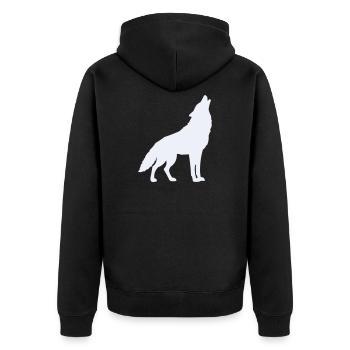 Wolf Silhouette Moonlight - Unisex Premium Organic Zip Hoodie - black - Back - Nico (187cm)