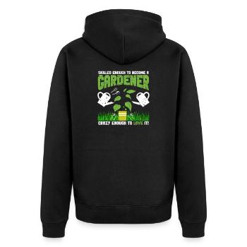 Skilled Crazy Gardener - Unisex Premium Organic Zip Hoodie - black - Back - Nico (187cm)
