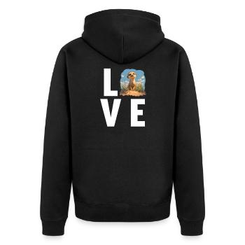 Meerkat Erdmännchen - Unisex Premium Bio Zip Hoodie - Schwarz - Hinten - Nico (187cm)