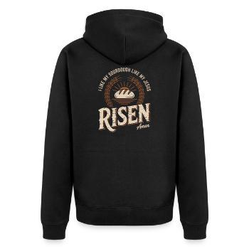 Risen Sourdough Amen Tee - Unisex Premium Organic Zip Hoodie - black - Back - Nico (187cm)