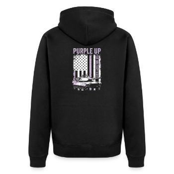 Purple for Military Kids Tank Military Kid - Unisex Premium Organic Zip Hoodie - black - Back - Nico (187cm)