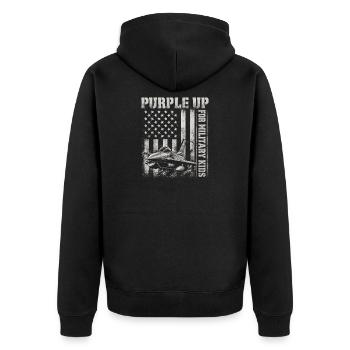 Purple Military Kids Fighter Jet Military Kid - Unisex Premium Organic Zip Hoodie - black - Back - Nico (187cm)