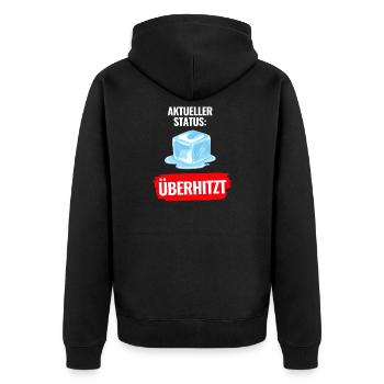 Aktueller Status Überhitzt T-Shirt Sommer - Unisex Premium Bio Zip Hoodie - Schwarz - Hinten - Nico (187cm)