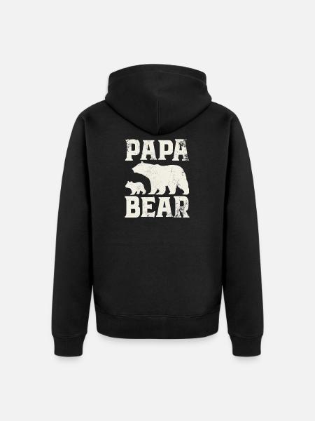 Papa Bear - Father Father's Day Gift - Unisex Premium Organic Zip Hoodie - black