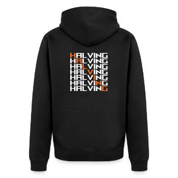 Halving Bitcoin - Unisex Premium Organic Zip Hoodie - black - Back - Nico (187cm)