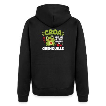 Grenouille d’Amour Maman - Veste à capuche bio Premium Unisexe - noir - Dos - Nico (187cm)