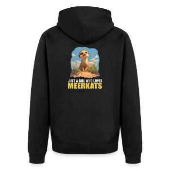 Meerkat Erdmännchen - Unisex Premium Bio Zip Hoodie - Schwarz - Hinten - Nico (187cm)
