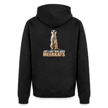 Meerkat Erdmännchen - Unisex Premium Bio Zip Hoodie - Schwarz - Hinten - Nico (187cm)