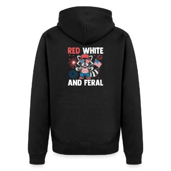 Patriotic Raccoon American Flag Trash Panda - Unisex Premium Organic Zip Hoodie - black - Back - Nico (187cm)