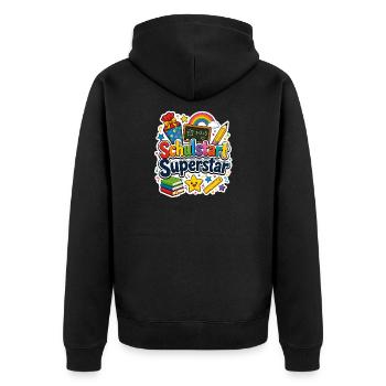 Schulkind 2026 Einschulung 2026 Schulanfang - Unisex Premium Bio Zip Hoodie - Schwarz - Hinten - Nico (187cm)