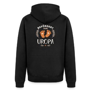 Befördert zum Uropa Frischgebackener Urgroßvater - Unisex Premium Bio Zip Hoodie - Schwarz - Hinten - Nico (187cm)