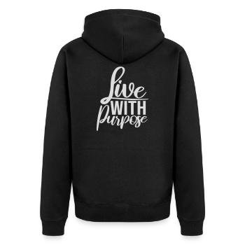 Live With Purpose Motivation Sinn Mindset Spruch - Unisex Premium Bio Zip Hoodie - Schwarz - Hinten - Nico (187cm)