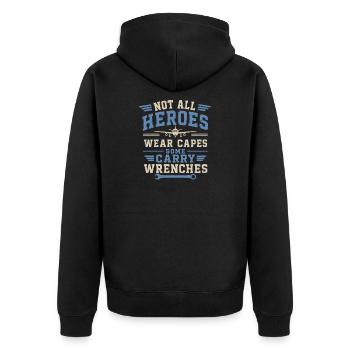 Aircraft Mechanic Aviation Technology Maintenance - Unisex Premium Organic Zip Hoodie - black - Back - Nico (187cm)