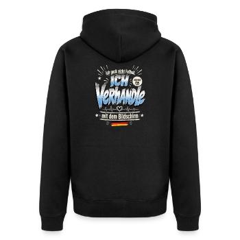 Emotionale Verhandlung mit Bildschirm - Unisex Premium Bio Zip Hoodie - Schwarz - Hinten - Nico (187cm)
