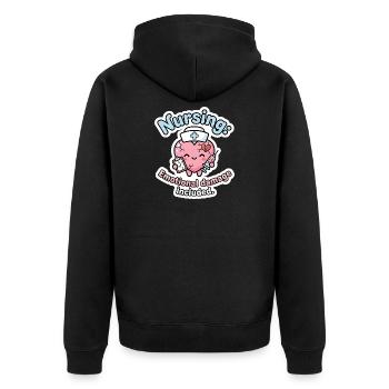 Krankenschwester Spruch lustig – Kawaii Pflege - Unisex Premium Bio Zip Hoodie - Schwarz - Hinten - Nico (187cm)