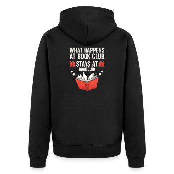 Book Club Geheimnis Shirt - Unisex Premium Bio Zip Hoodie - Schwarz - Hinten - Nico (187cm)