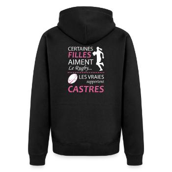 Certaines Filles Aiment Le Rugby Les Vraies Sup... - Veste à capuche bio Premium Unisexe - noir - Dos - Nico (187cm)