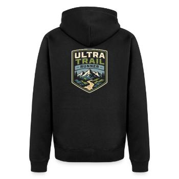 Coureur d’ultra-trail - Veste à capuche bio Premium Unisexe - noir - Dos - Nico (187cm)