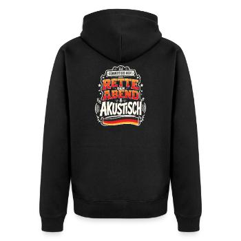 Ich rette den Abend akustisch - Unisex Premium Bio Zip Hoodie - Schwarz - Hinten - Nico (187cm)