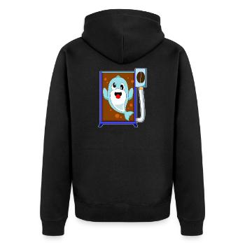 Delfin Coffee Bean Coffee - Unisex Premium Organic Zip Hoodie - black - Back - Nico (187cm)