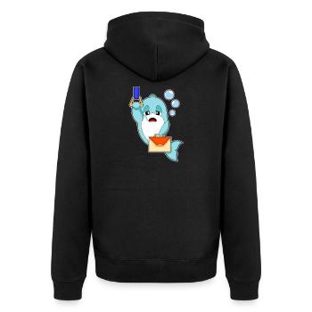 Delfin Sekretärin Handtasche Büro - Unisex Premium Bio Zip Hoodie - Schwarz - Hinten - Nico (187cm)