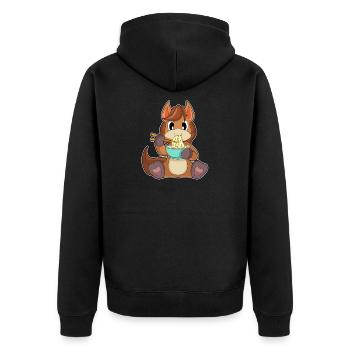 Pferd Koch Ramen Kochen - Unisex Premium Bio Zip Hoodie - Schwarz - Hinten - Nico (187cm)
