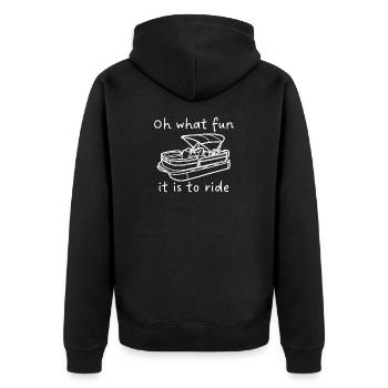 oh what fun it is to ride - Unisex Premium Bio Zip Hoodie - Schwarz - Hinten - Nico (187cm)