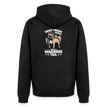 French Bulldog Frenchie Dog Breed - Unisex Premium Organic Zip Hoodie - black - Back - Nico (187cm)