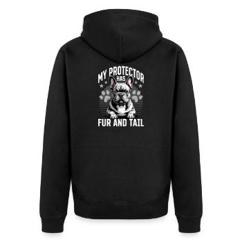 French Bulldog Frenchie Dog Breed - Unisex Premium Organic Zip Hoodie - black - Back - Nico (187cm)