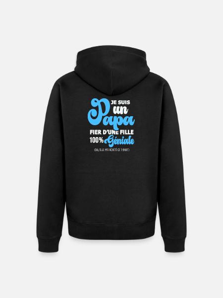 papa fier fille père et fille fête des pères - Veste à capuche bio Premium Unisexe - noir