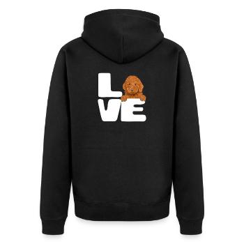 Welpenliebestypografie - Unisex Premium Bio Zip Hoodie - Schwarz - Hinten - Nico (187cm)