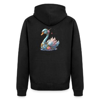 Blue Mechanical Swan - Unisex Premium Organic Zip Hoodie - black - Back - Nico (187cm)