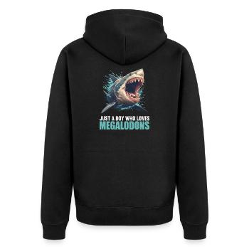 Megalodons Megalodon - Unisex Premium Organic Zip Hoodie - black - Back - Nico (187cm)