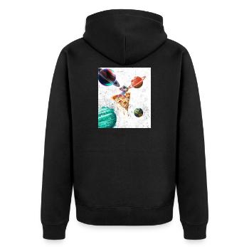 Astronaut Rides Pizza Space T-Shirt - Unisex Premium Organic Zip Hoodie - black - Back - Nico (187cm)