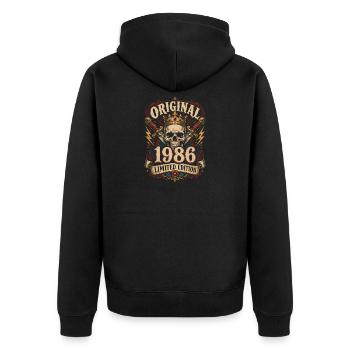 Original 1986 Limited Edition - Unisex Premium Bio Zip Hoodie - Schwarz - Hinten - Nico (187cm)