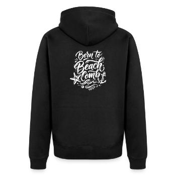 born to beach comb - Unisex Premium Bio Zip Hoodie - Schwarz - Hinten - Nico (187cm)