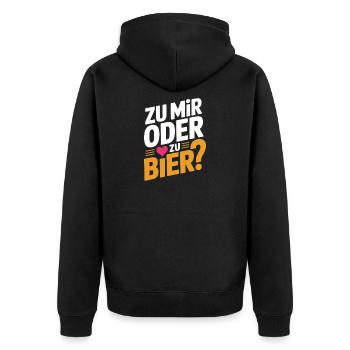 Bier Zu Mir Oder Zu Bier Flirt Single Party Malle - Unisex Premium Bio Zip Hoodie - Schwarz - Hinten - Nico (187cm)