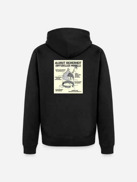 Aluhut Modell Bau - Unisex Premium Bio Zip Hoodie - Schwarz
