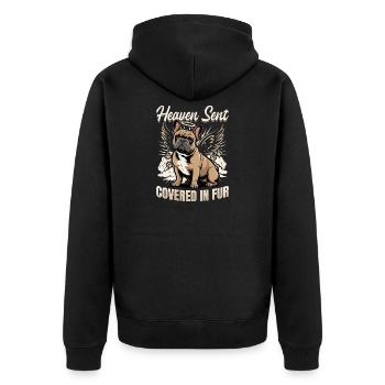 French Bulldog Frenchie Dog Breed - Unisex Premium Organic Zip Hoodie - black - Back - Nico (187cm)