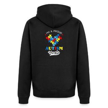 Proud Autism Uncle Heart - Unisex Premium Organic Zip Hoodie - black - Back - Nico (187cm)