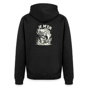 I Fish Fisherman Humor Retro Fish - Unisex Premium Organic Zip Hoodie - black - Back - Nico (187cm)