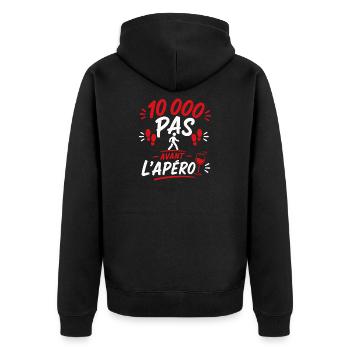 10 000 Pas Avant l'Apéro - Veste à capuche bio Premium Unisexe - noir - Dos - Nico (187cm)