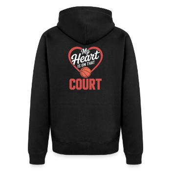 Basketball Sprüche Lustiges Basketball Geschenk - Unisex Premium Bio Zip Hoodie - Schwarz - Hinten - Nico (187cm)
