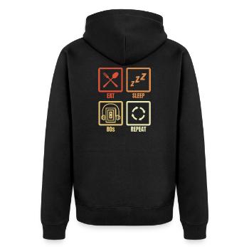 Mangez Dormez 80s Répétez - Veste à capuche bio Premium Unisexe - noir - Dos - Nico (187cm)