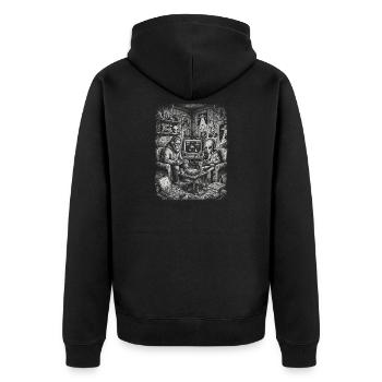 Aliens beim Retro-Gaming Bigfoot Gamer - Unisex Premium Bio Zip Hoodie - Schwarz - Hinten - Nico (187cm)