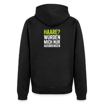 Glatze Glatzenträger Glatzkopf Geschenk - Unisex Premium Bio Zip Hoodie - Schwarz - Hinten - Nico (187cm)