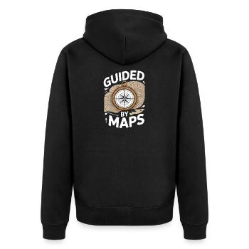 Guided By Maps Topografische Karte - Unisex Premium Bio Zip Hoodie - Schwarz - Hinten - Nico (187cm)